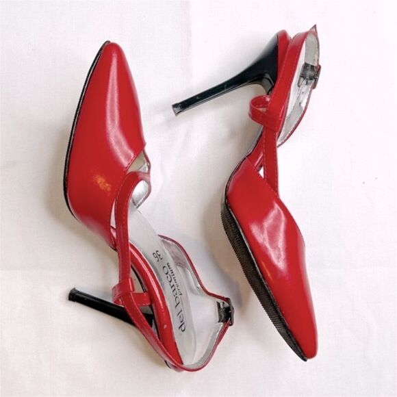 Del Barco Premium Strappy Pumps Pointed Toe Stiletto High Heel Sandals Red 36 - Picture 2 of 7